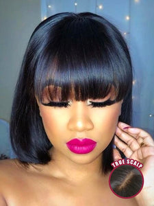 Yaki Straight Bang Bob Wig 10" - Baby Doll Luxury Hair