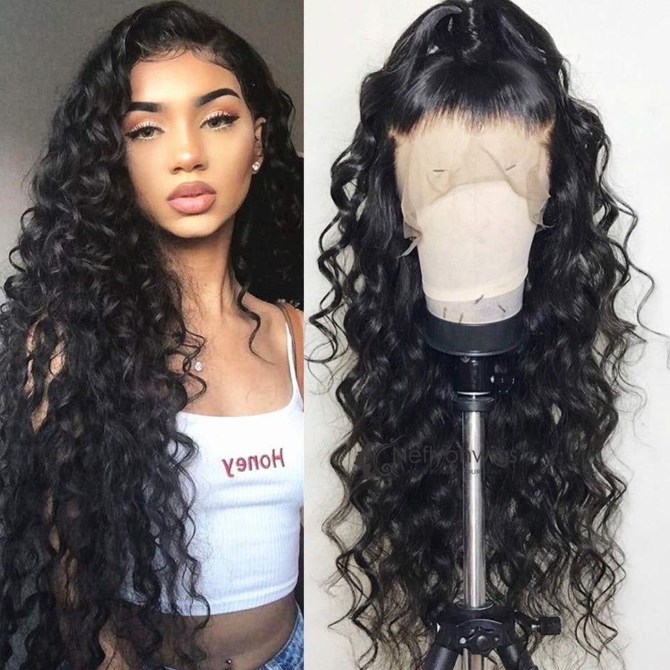 HD Water Wave Lace Front Wigs Human Hair Pre Plucked Wet and Wavy Wigs  Human Hair Lace Front 13x4 Curly Lace Frontal Wigs for Black Women with  Baby Hair 28 Inch 150%